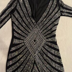 Banjul Black Rhinestone-Studded Strapless Dress